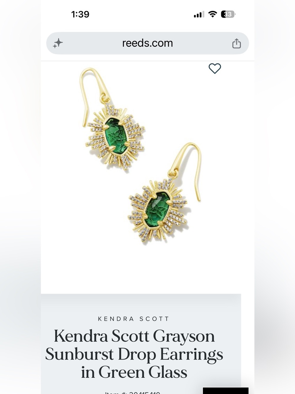 Kendra Scott Grayson Sunburst Drop Earrings in Green Glass NEW